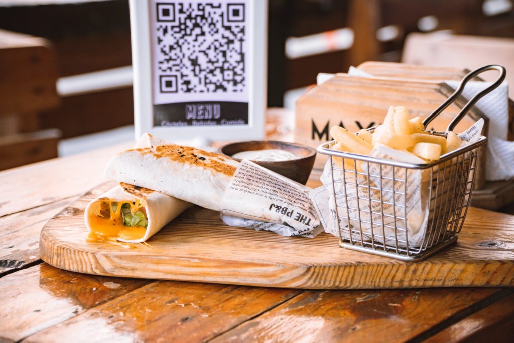 QR code menu on restaurant table